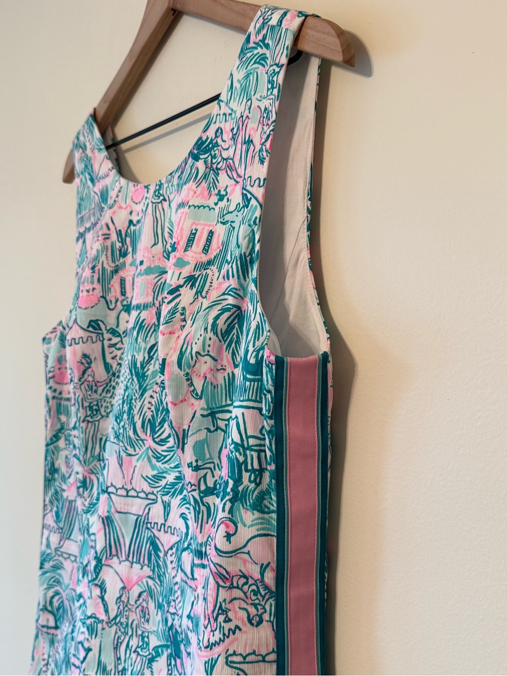 LILLY PULITZER Pink & Green Tropical Shift Dress | Sleeveless Resort Print - Picture 3 of 10